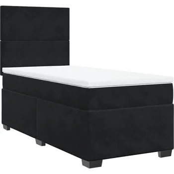 Postel Kontinentální postel černá 200 x 80 x 140,5/150,5 cm s matrací a topperem