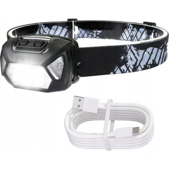 ČELOVKA LED Pracovní Turistická Svítilna Headlight Vodotěsná IPX4 Černá