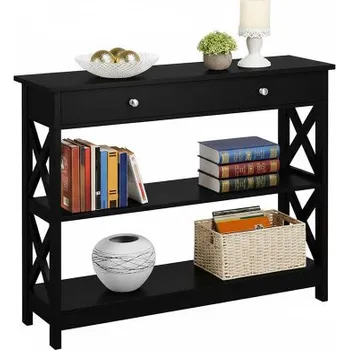 Konferenční stolek Konzolový stolek 614088 black, s rámem ve tvaru X, 100 x 30 x 80 cm, černý - B YAHEETECH