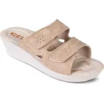 Dámské pantofle na klínku béžové vel. 41