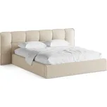 Béžová čalouněná dvoulůžková postel s úložným prostorem s roštem 160x200 cm Eric – Micadoni ID_1901026