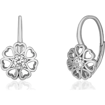 Náušnice Moonlit Dětské stříbrné náušnice kytička ze srdíček se zirkonem