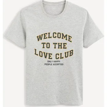 Pánská móda Celio Bavlněné tričko Bedisplay 1105960 Šedá M