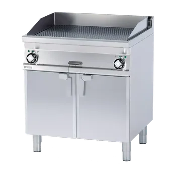 Kuchyňský gril Grilovací deska 79x52 elektrická chromovaná rýhovaná s podestavbou 400 V | RM - FTR-78ETS