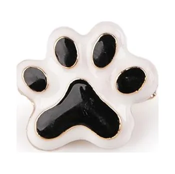 Brož Brož zvířecí tlapka - bílá černá