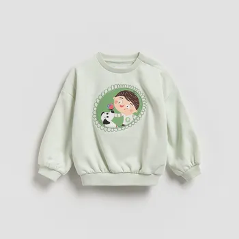 Dívčí mikina Reserved - Mikina s potiskem Pucio - bledá zelená - 922HV-07X - 922HV-07X-80