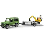 Bruder 2593 LAND ROVER+návěs+mikrobagr JCB+figurka