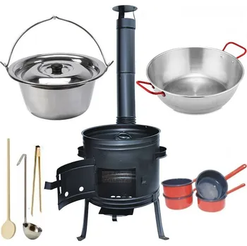 kotlíky Kotlíkový set Párty 2 v 1 full, kotlina 36 cm a kotlík nerez Klasik 10 L s hlubokou pánví a příslušenstvím