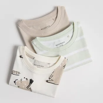 Chlapecké tričko Reserved - Bavlněné tričko 3 ks - krémová - 912HR-01X - 912HR-01X-104