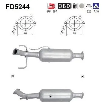 Filtr pevných částic Filtr sazových částic, výfukový systém AS FD5244