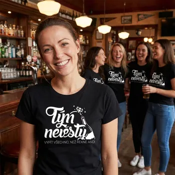 Pánské tričko STRIKER Dámské rozlučkové tričko - výpít všechno než řekne ano Barva: Černá, Velikost: M