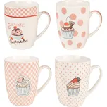 Clayre & Eef - Sada čtyř porcelánových hrnků CUPCAKE 6CEMS0045