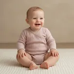 Baby Service Zavinovací body s ohrnutým rukávem růžová vzor obdélník Babyservice Vel. 68