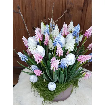 Velikonoční dekorace Jarní aranžmá,, Modřence s vajíčky,,