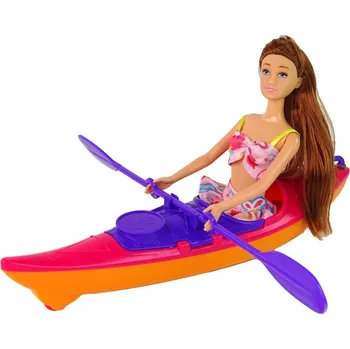 Hračka LEAN Toys 15183 Panenka s kajakem a doplňky, růžová