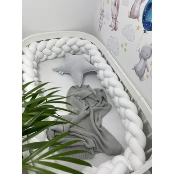 Dětsný nábytek Ochranný mantinel do postýlky - 4-pásmový cop - Bílý (120-400 cm) 180cm