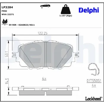 Autodíl Sada brzdových destiček, kotoučová brzda DELPHI LP3284