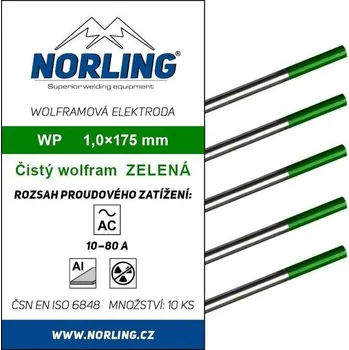 Přídavný světlomet Elektroda wolframová WP 1,0/175 zelená NORLING