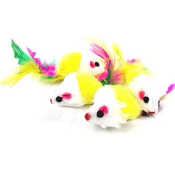 Hračka pro kočku UNIQ PETS sada 4ks barevných myšek s peřím