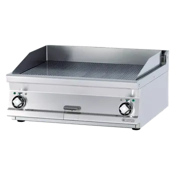 Kuchyňský gril Grilovací deska 79x52 elektrická chromovaná rýhovaná bez podestavby 400 V | RM - FTRT-78ETS