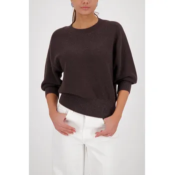 Dámský svetr Pletený svetr Monari 410298 s lurexem čokoládový Velikost: 40