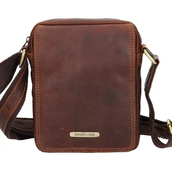 Pánská aktovka SendiDesign SD-52005 pánská kožená taška hnědá cognac