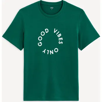 Pánské tričko Celio Bavlněné tričko Gecircu 1143640 Zelená S