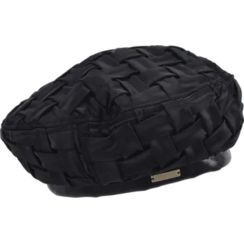 Čepice SEEBERGER Dámský saténový baret s koženkovým lemem – černý Velikost: Unisize (S-XL)