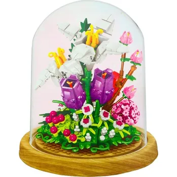 Hračka LEAN Toys 19743 Stavebnice květiny ve skle, 487 dílků