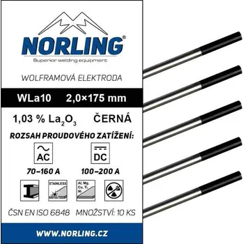 Přídavný světlomet Elektroda wolframová WL10 2,0/175 černá NORLING