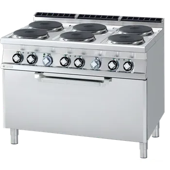 Sporák Sporák elektrický se statickou elektrickou troubou 3x GN 1/1 - 6x plotýnka 400 V | RM - CF6-912ET