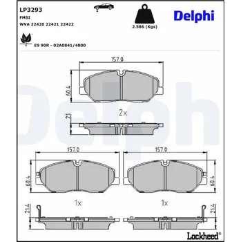 Brzdová destička Sada brzdových destiček, kotoučová brzda DELPHI LP3293
