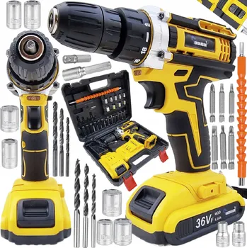 LEO TOOLS Akumulátorová vrtačka/šroubovák 36 V – 2× akumulátor Li-Ion, 50 Nm, 2 rychlosti