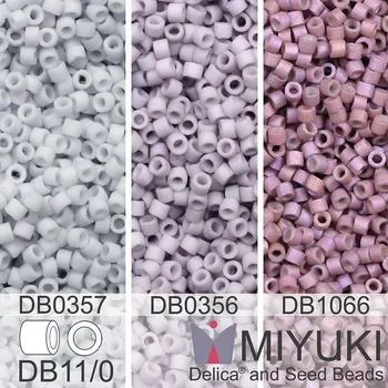 Korálek Korálky Miyuki Delica 11/0. Barevné variace č. 28 DB0356, DB0357, DB1066. Balení 3x5g