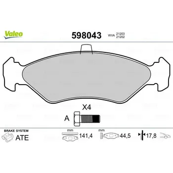 Auto-moto Sada brzdových destiček, kotoučová brzda VALEO 598043