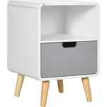 Noční stolek HOMCOM Noční stolek se zásuvkou a otevřenou přihrádkou, bílá barva 40x38x58cm do ložnice a obývacího pokoje | Aosom.de