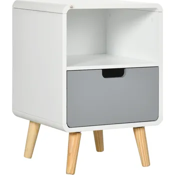 Noční stolek Noční stolek HOMCOM Noční stolek se zásuvkou a otevřenou přihrádkou, bílá barva 40x38x58cm do ložnice a obývacího pokoje | Aosom.de