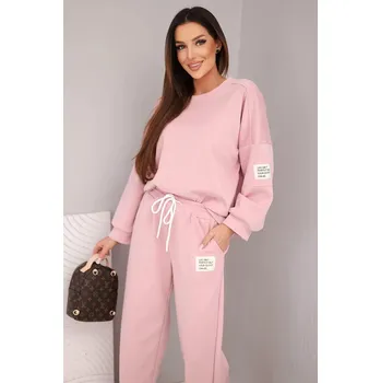 Dámská halenka Dámský komplet máslová mikina + kalhoty tmavě pudrově růžová UNI
