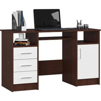 Psací stůl Volně stojící psací stůl Ana 124 cm wenge/bílý