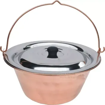 kotlíky Kotlík na guláš měděný 10 litrů s nerezovou poklicí