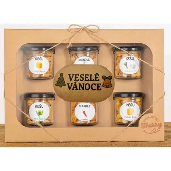 Dárková krabička Dárková sada Kešu či Mandlí 6ks NAMIXUJ si SÁM Veselé vánoce (Dárková sada Kešu či Mandlí 6ks NAMIXUJ si SÁM Veselé vánoce)