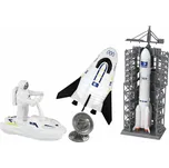 LEAN Toys 16576 Kosmická mise, sada 5 dílů: raketa, astronaut, vesmírná loď