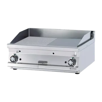 Kuchyňský gril Grilovací deska 76x51 plynová kombinovaná chromovaná hladká a rýhovaná bez podestavby | RM - FTLRT-78GS