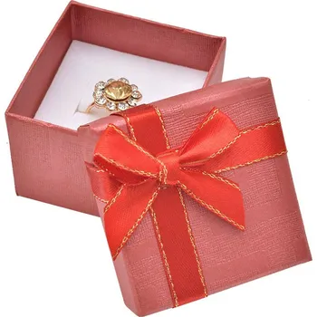 Dárková krabička Šperky4U Červená dárková krabička na prsten s mašlí - KR0028-R