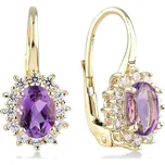 Lillian Vassago Zlaté patentové náušnice s ametystem a zirkony LLV22-GER068YA