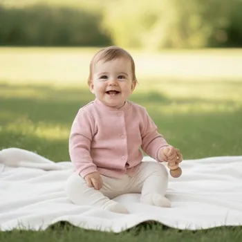 Baby Service Kabátek vzor obdélníky růžová Vel. 74