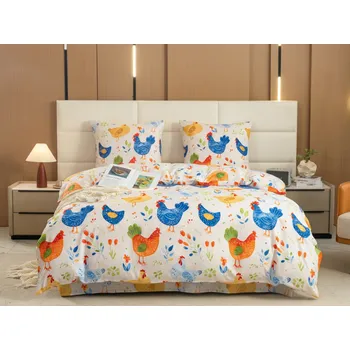 Povlečení Textilomanie HENRIETTA Bílé, Modré, Oranžové, Žluté 1 ks povlak na přikrývku 1 ks povlak na polštář 140 x 220 cm zipový uzávěr