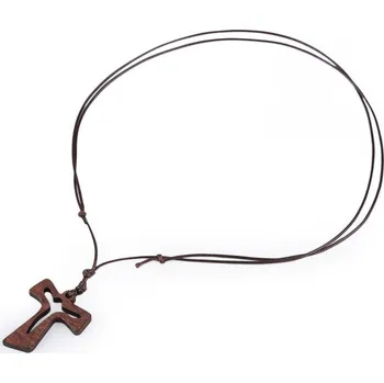 Náhrdelník Dřevěný křížek na šňůrce - 1 hnědá
