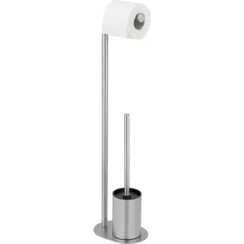 Stojan na toaletní papír se štětkou z nerezové oceli v matně stříbrné barvě Levante – Wenko ID_1832686