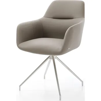 Jídelní židle DELIFE Jídelní židle Pejo-Flex pravá kůže tmavě béžová křížová podnož zúžená nerezová ocel taštičkové pružiny